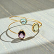 Open Cuff Gemstone Bangle – Blue Topaz, Lavender Amethyst, peridot