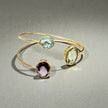 Open Cuff Gemstone Bangle – Blue Topaz, Lavender Amethyst, peridot