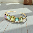 Open Cuff Rainbow Gemstone Bangle – Blue Topaz, Lavender & Green Amethyst, peridot