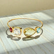 Multi-Gem Open Cuff Bangle – Garnet, Rose Quartz, Green Amethyst & Blue Topaz