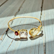Multi-Gem Open Cuff Bangle – Garnet, Rose Quartz, Green Amethyst & Blue Topaz