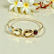 Multi-Gem Open Cuff Bangle – Garnet, Green Amethyst, Citrine & Blue Topaz