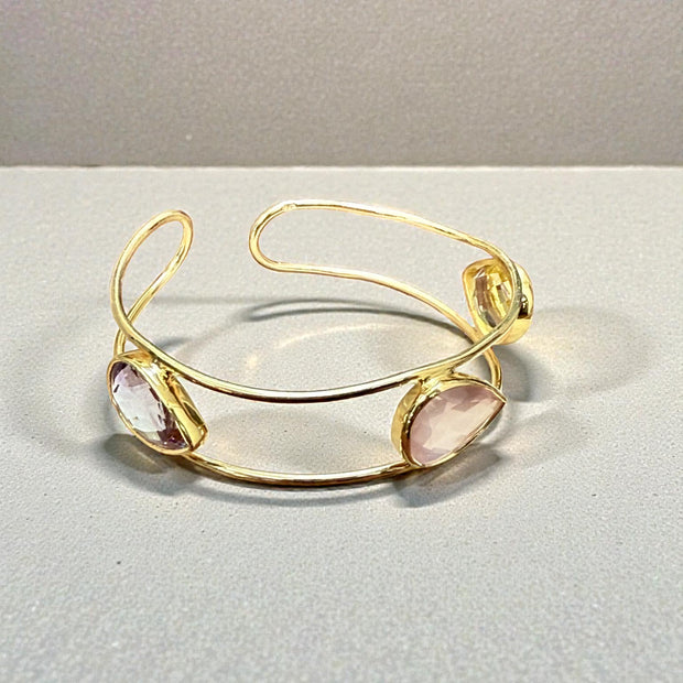 Multi-Gem Open Cuff Bangle