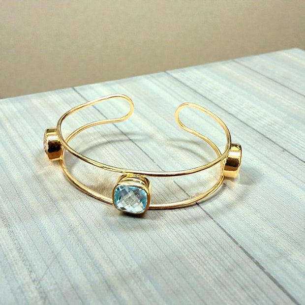 Multi-Gem Open Cuff Bangle
