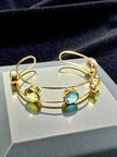 Multi-Gem Open Cuff Bangle