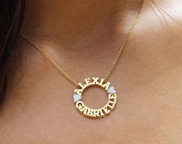 Wreath Couple Name Pendant