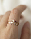 Personalized Name Initials & Birthstone Ring