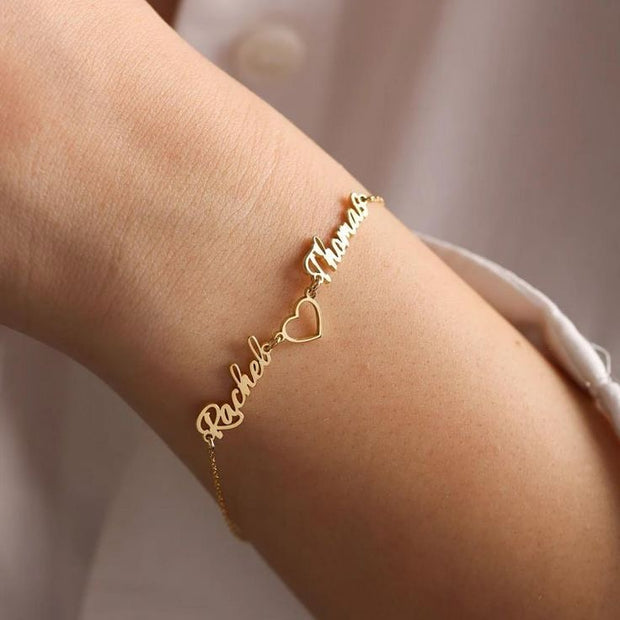 Personalized Couple Name Bracelet with Heart