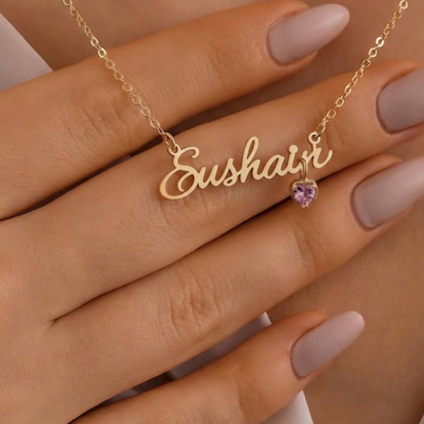 Name pendant with Birthstone