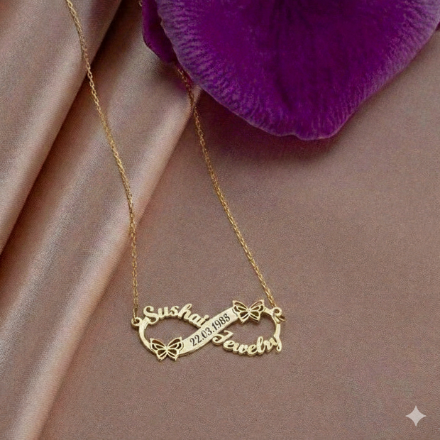 Infinity Couple Name Pendant with date