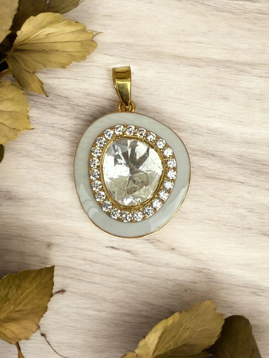 Noor-E-Gul white polki Pendant
