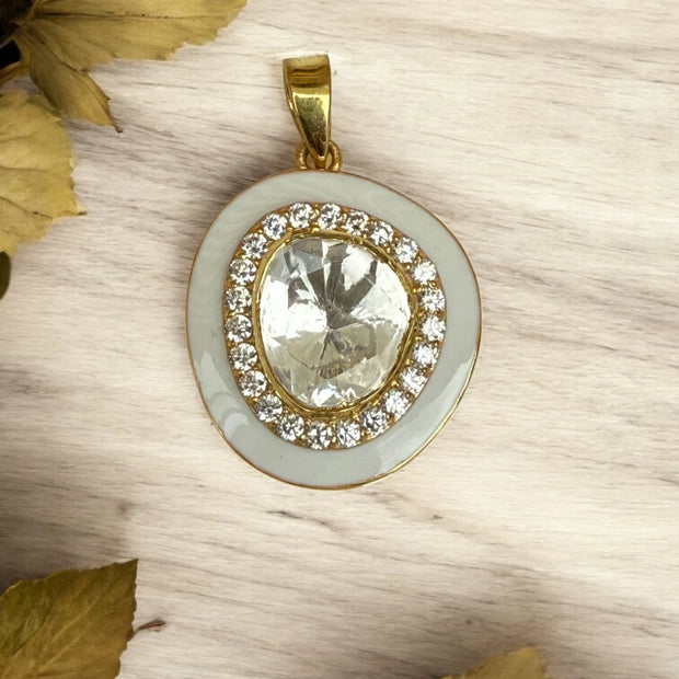 Noor-E-Gul white polki Pendant