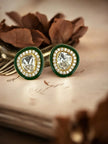 Noor-E-Gul green polki stud earrings