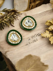 Noor-E-Gul green polki stud earrings