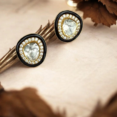 Noor-E-Gul  black polki stud earrings