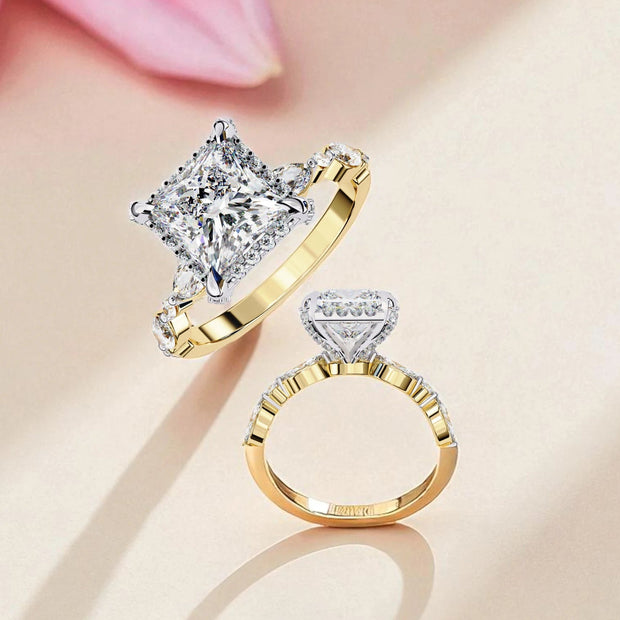 Ascher Cut Moissanite Halo Solitaire  Ring RG-MD-SL-100/109