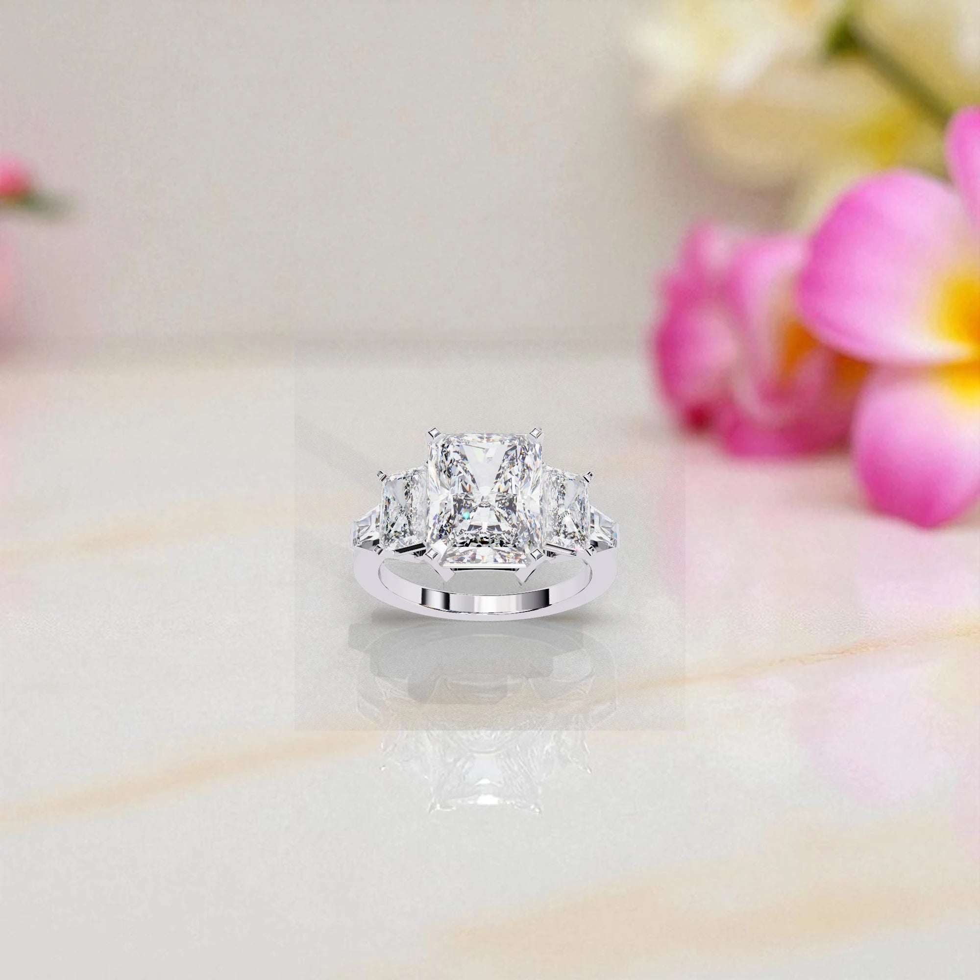 Moissanite Solitaire Cluster Ring RG-MD-SL-100/135