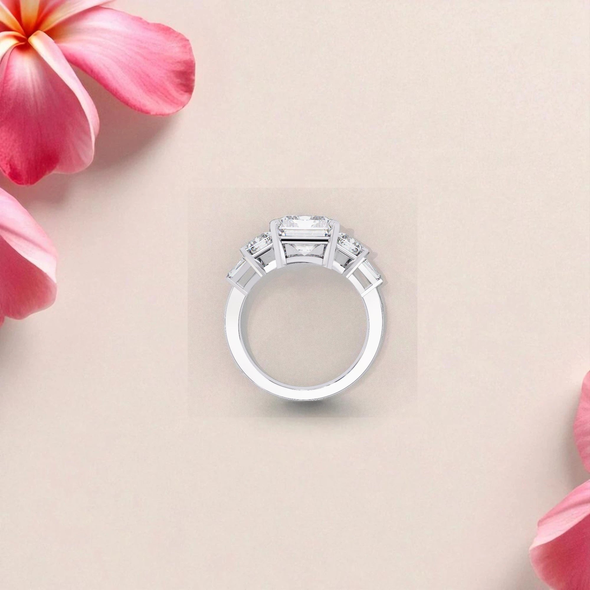 Moissanite Solitaire Cluster Ring RG-MD-SL-100/135