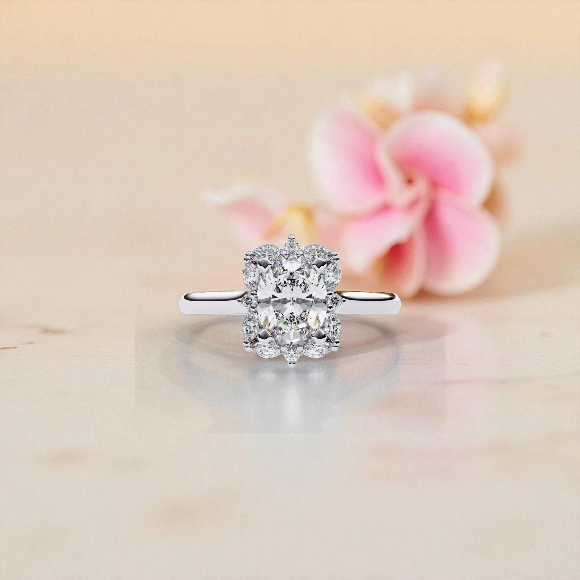 Moissanite Solitaire Cluster Ring RG-MD-SL-100/136
