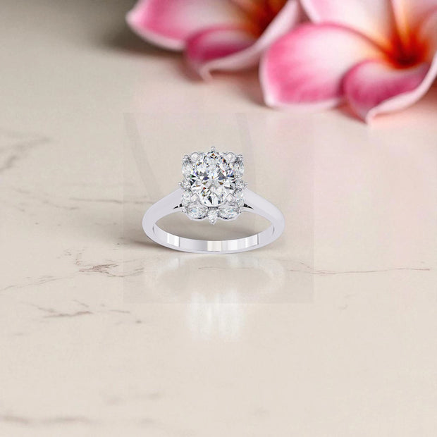 Moissanite Solitaire Cluster Ring RG-MD-SL-100/136