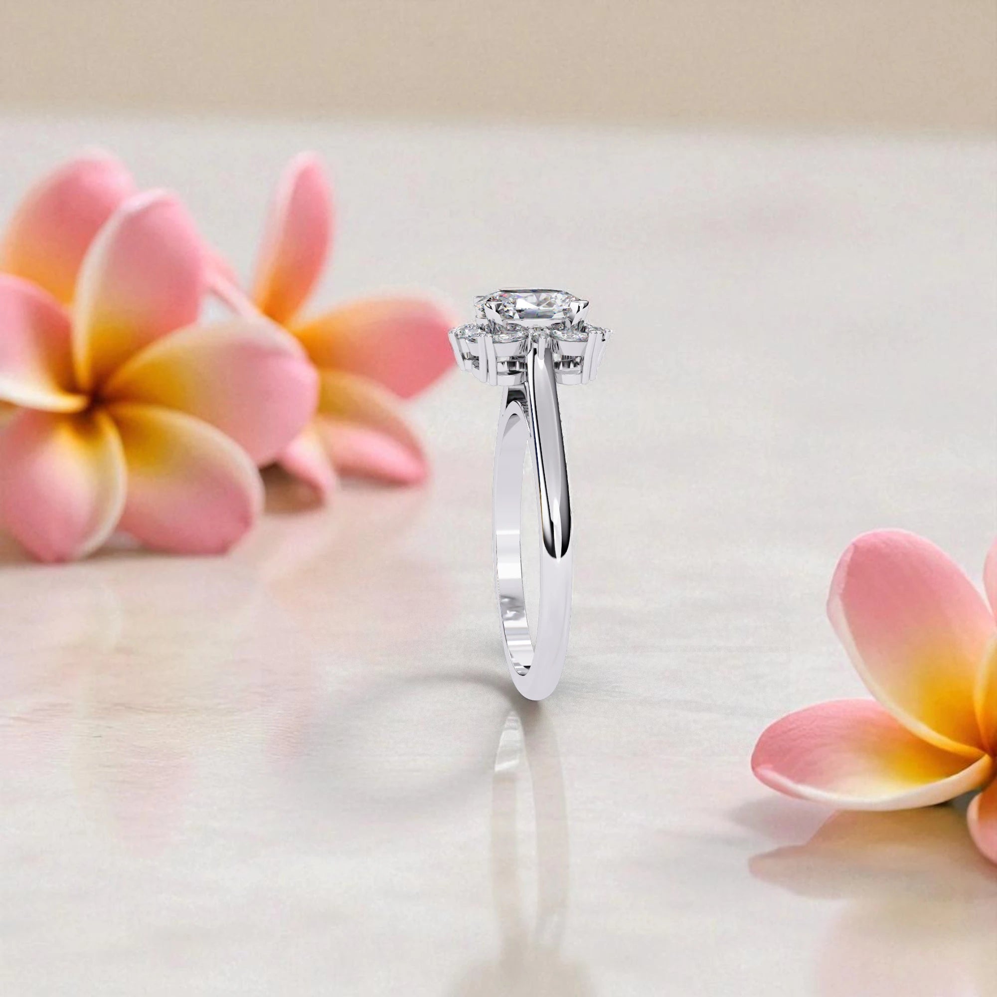 Moissanite Solitaire Cluster Ring RG-MD-SL-100/136