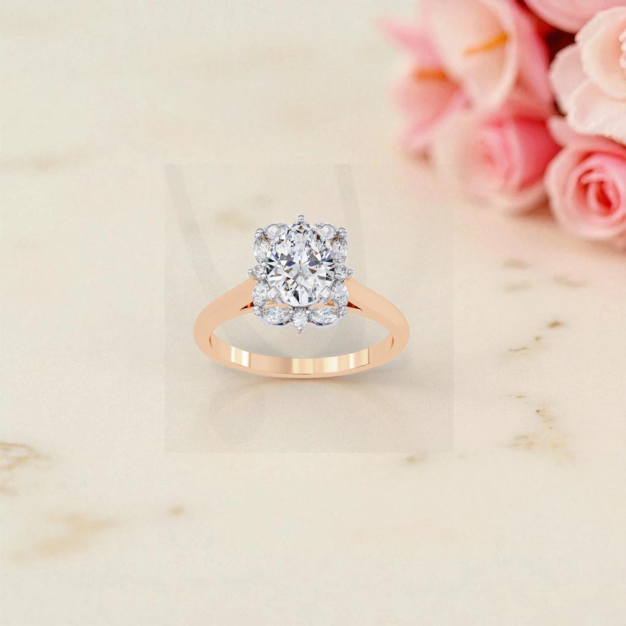 Moissanite Solitaire Cluster Ring RG-MD-SL-100/136