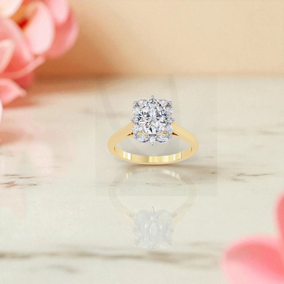 Moissanite Solitaire Cluster Ring RG-MD-SL-100/136