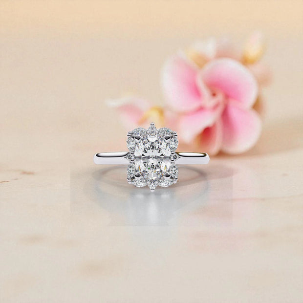 Moissanite Solitaire Cluster Ring RG-MD-SL-100/136