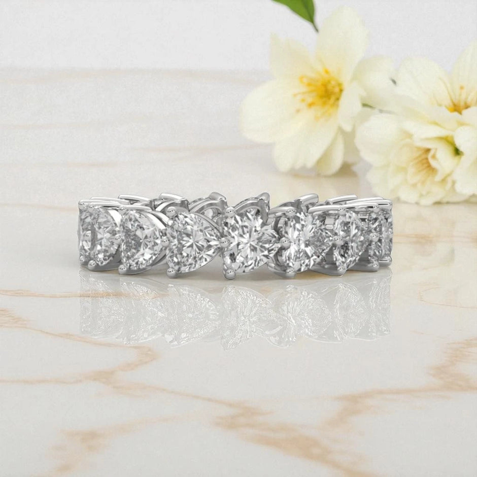 Heart Blossom  Dainty Moissanite Eternity Band RG-MD-SL-100/15