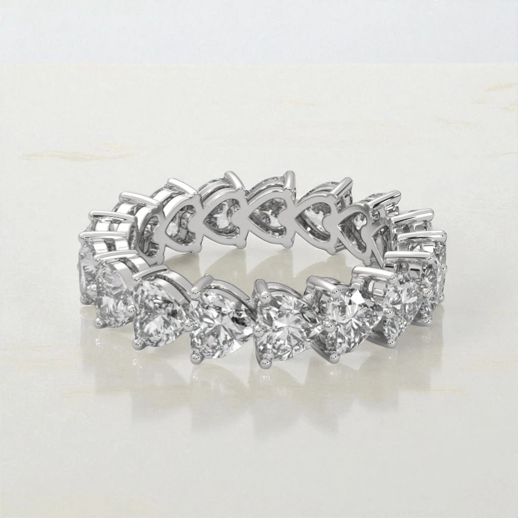 Heart Blossom  Dainty Moissanite Eternity Band RG-MD-SL-100/15