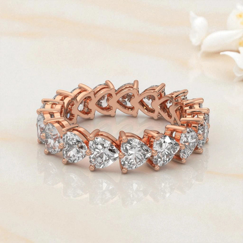 Heart Blossom  Dainty Moissanite Eternity Band RG-MD-SL-100/15