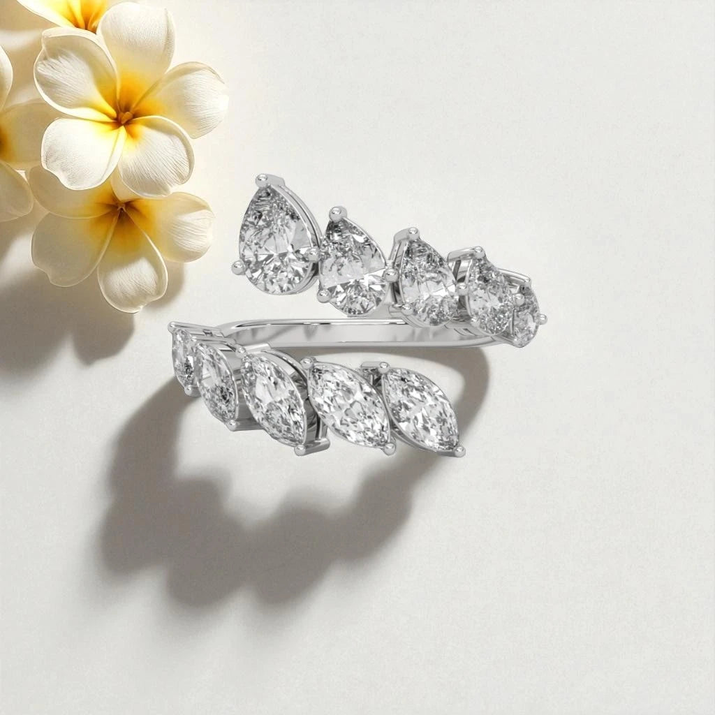 Whispering Leaves Moissanite Open Ring RG-MD-SL-100/16