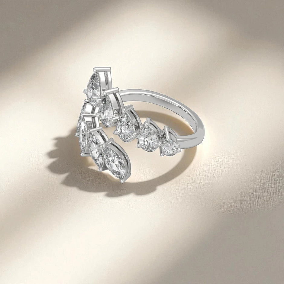 Whispering Leaves Moissanite Open Ring RG-MD-SL-100/16