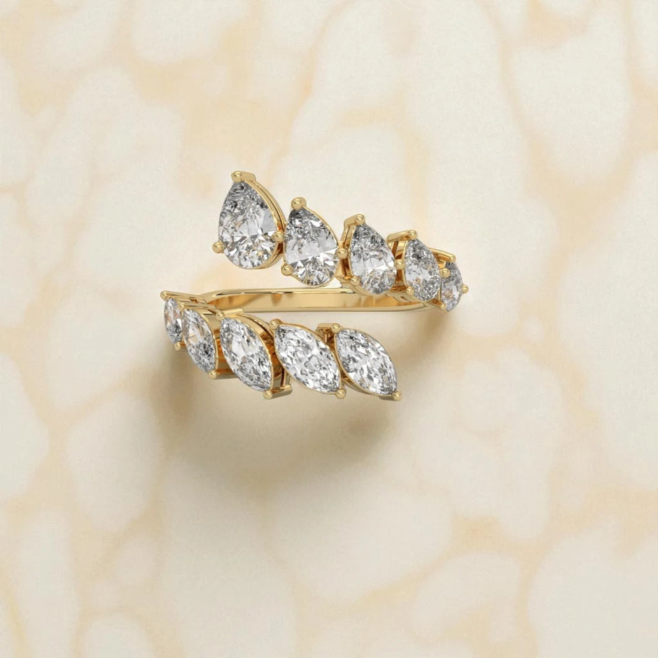 Whispering Leaves Moissanite Open Ring RG-MD-SL-100/16