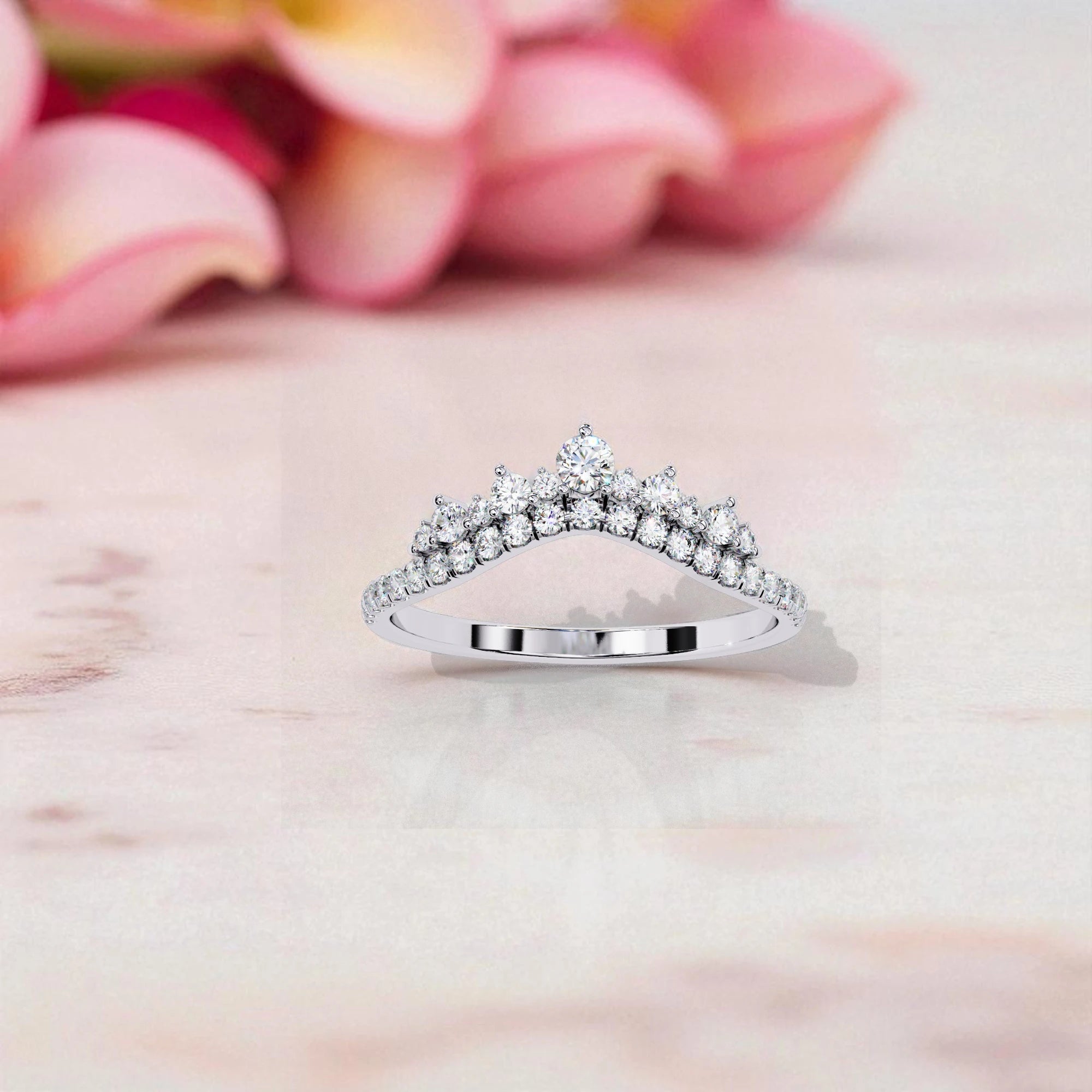 Moissanite Princess Crown Eternity Band Ring RG-MD-SL-100/164