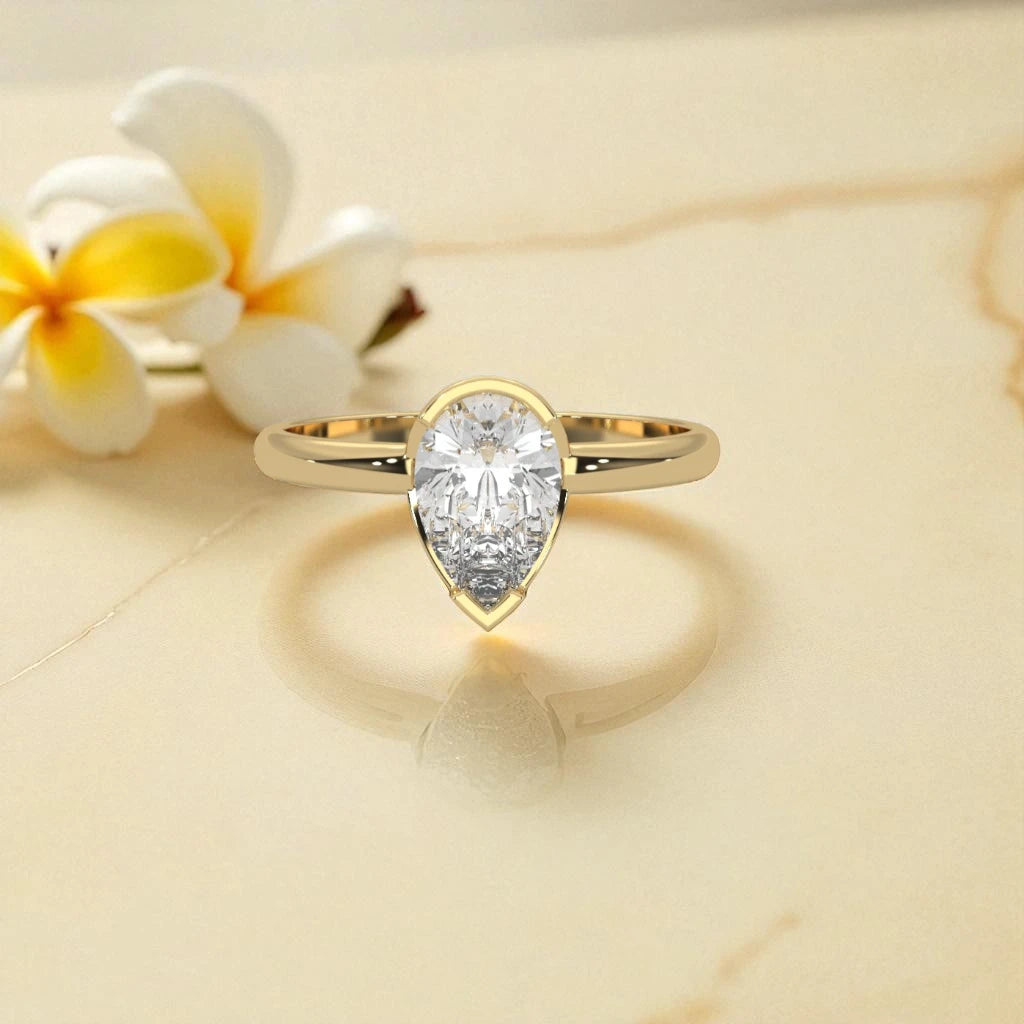 Pear Cut Moissanite Solitaire Ring RG-MD-SL-100/30