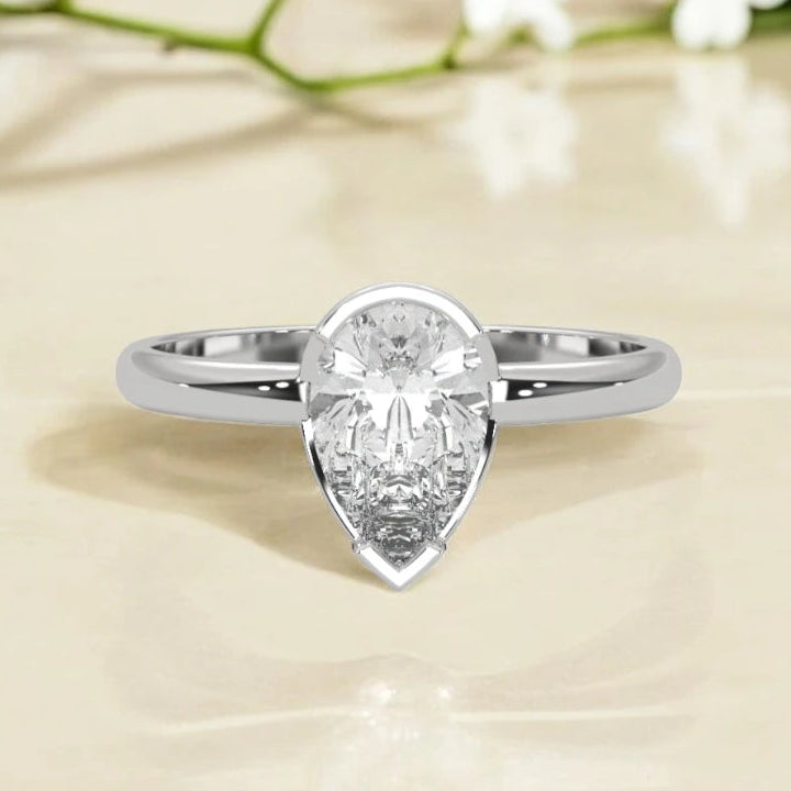 Pear Cut Moissanite Solitaire Ring RG-MD-SL-100/30