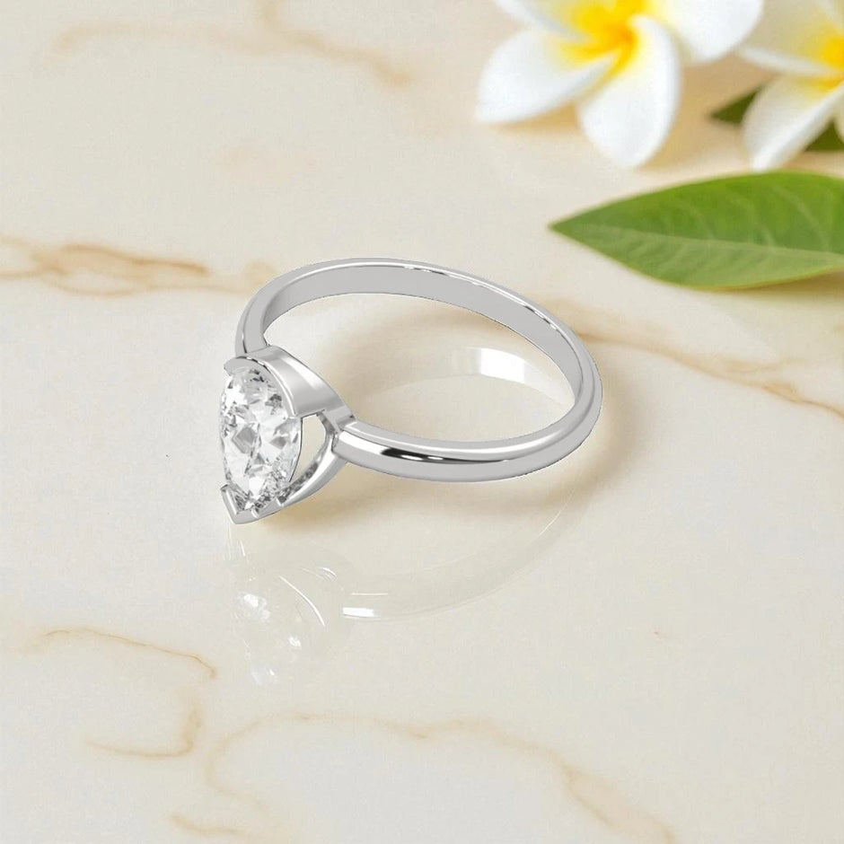 Pear Cut Moissanite Solitaire Ring RG-MD-SL-100/30
