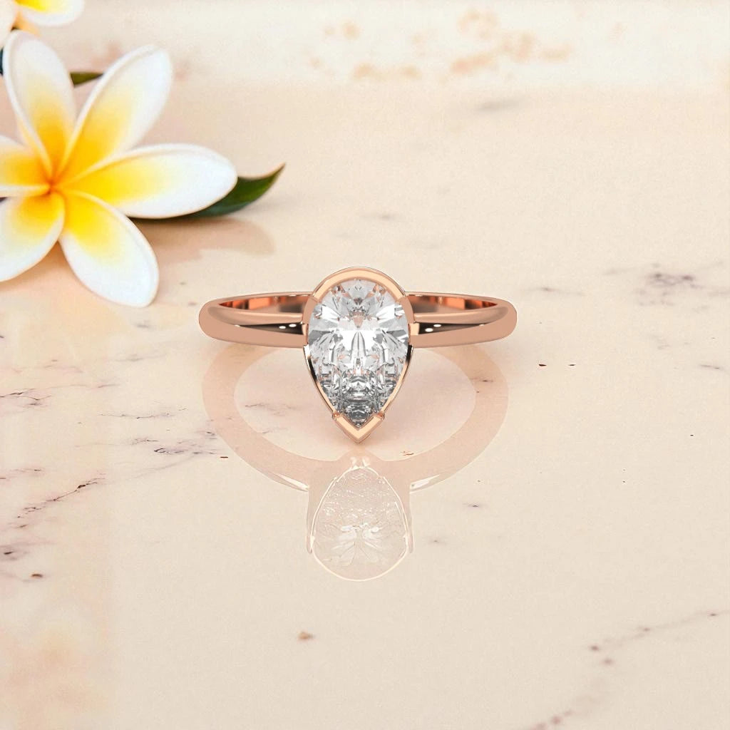 Pear Cut Moissanite Solitaire Ring RG-MD-SL-100/30