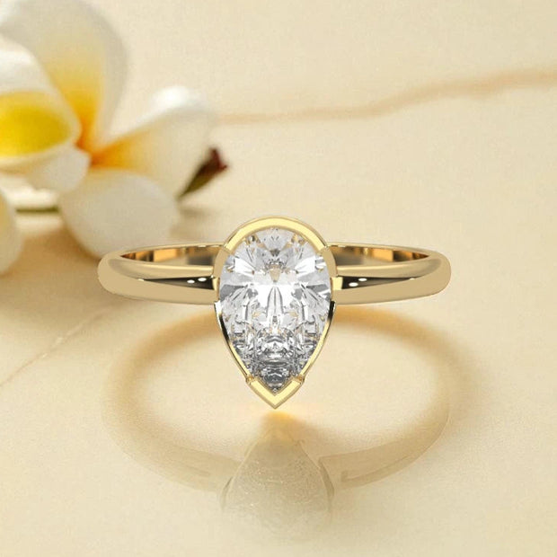 Pear Cut Moissanite Solitaire Ring RG-MD-SL-100/30