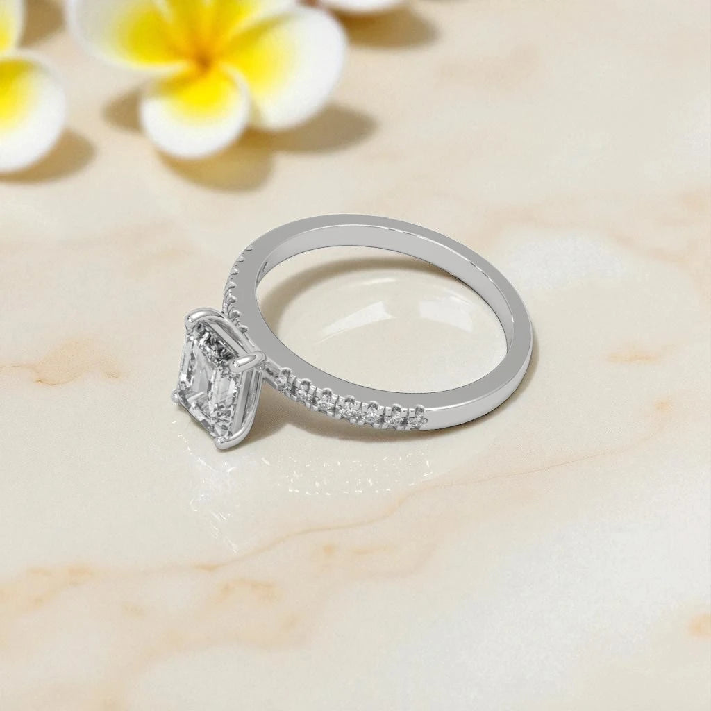 Emerald Cut Moissanite Solitaire Ring RG-MD-SL-100/33