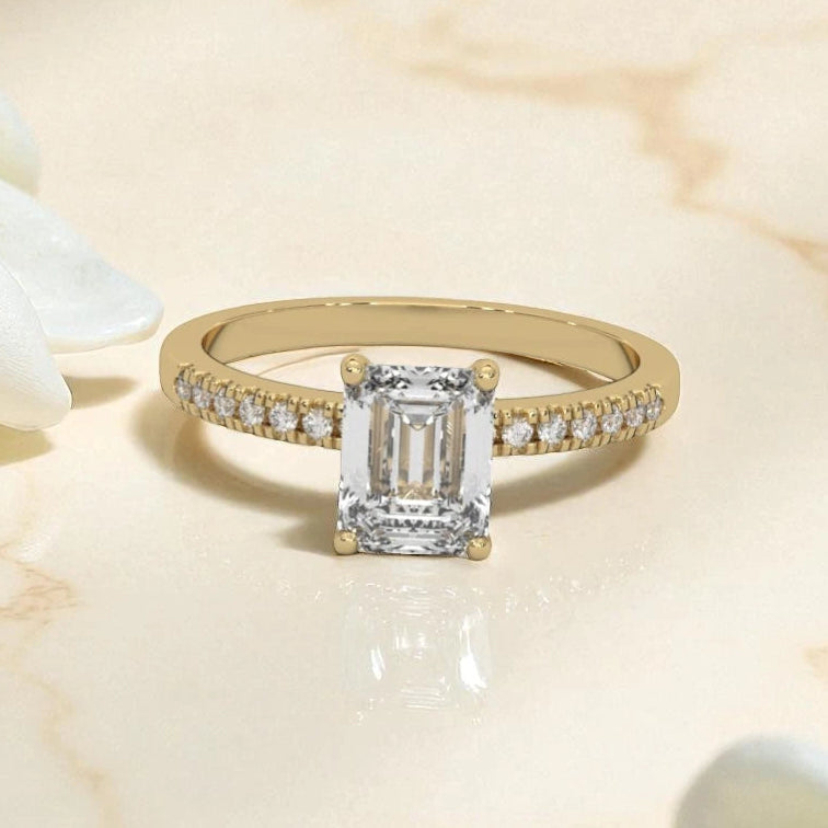 Emerald Cut Moissanite Solitaire Ring RG-MD-SL-100/33
