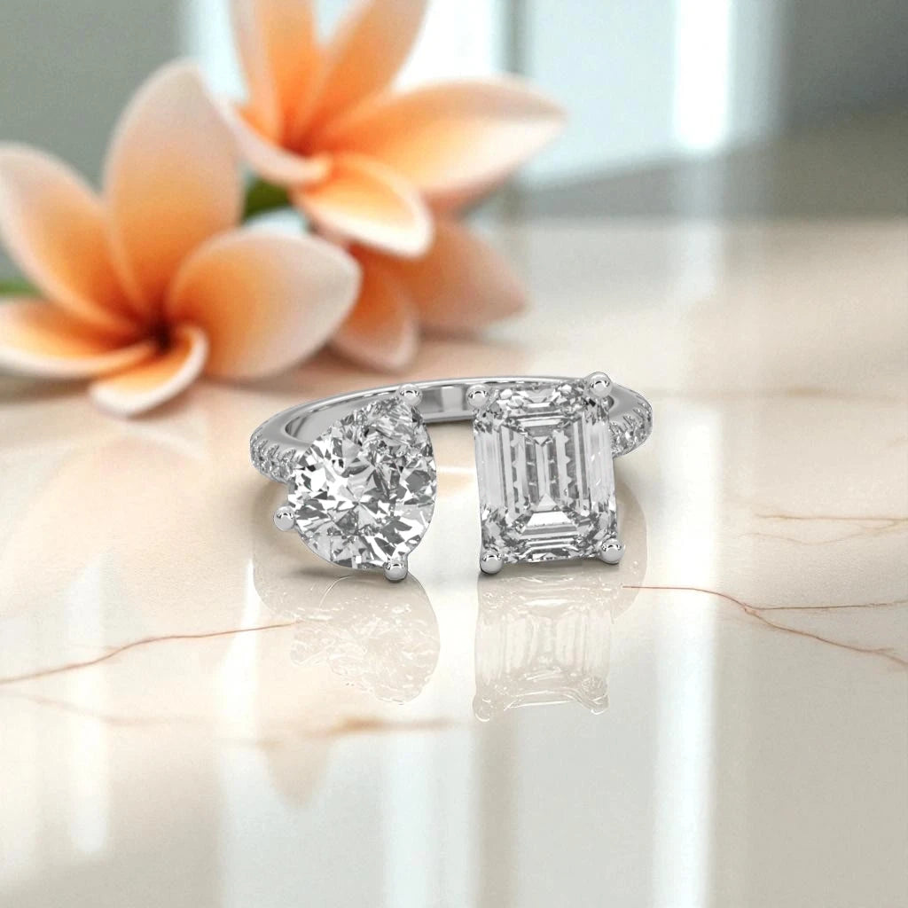 Moissanite Toi et Moi Ring RG-MD-SL-100/35