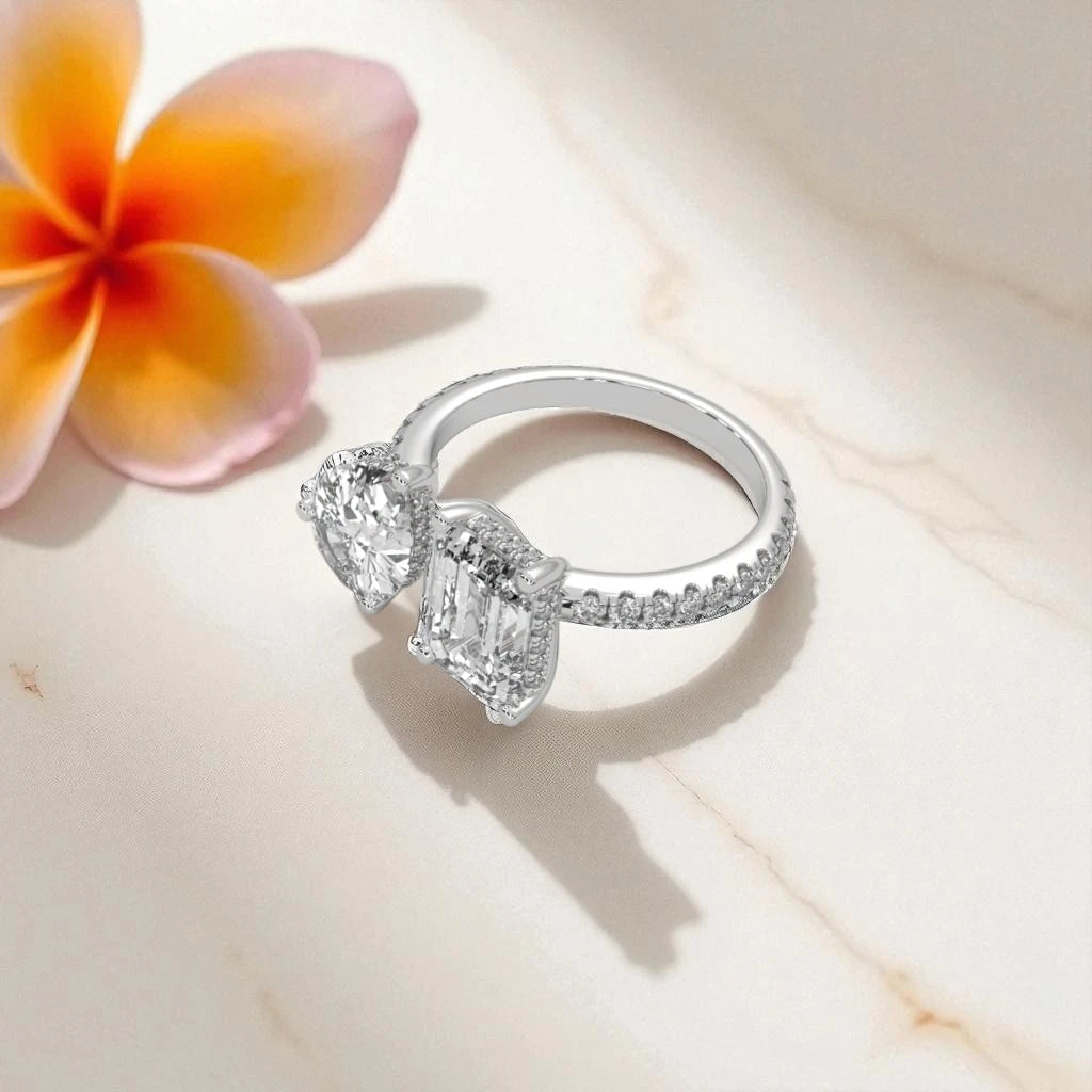 Moissanite Toi et Moi Ring RG-MD-SL-100/35