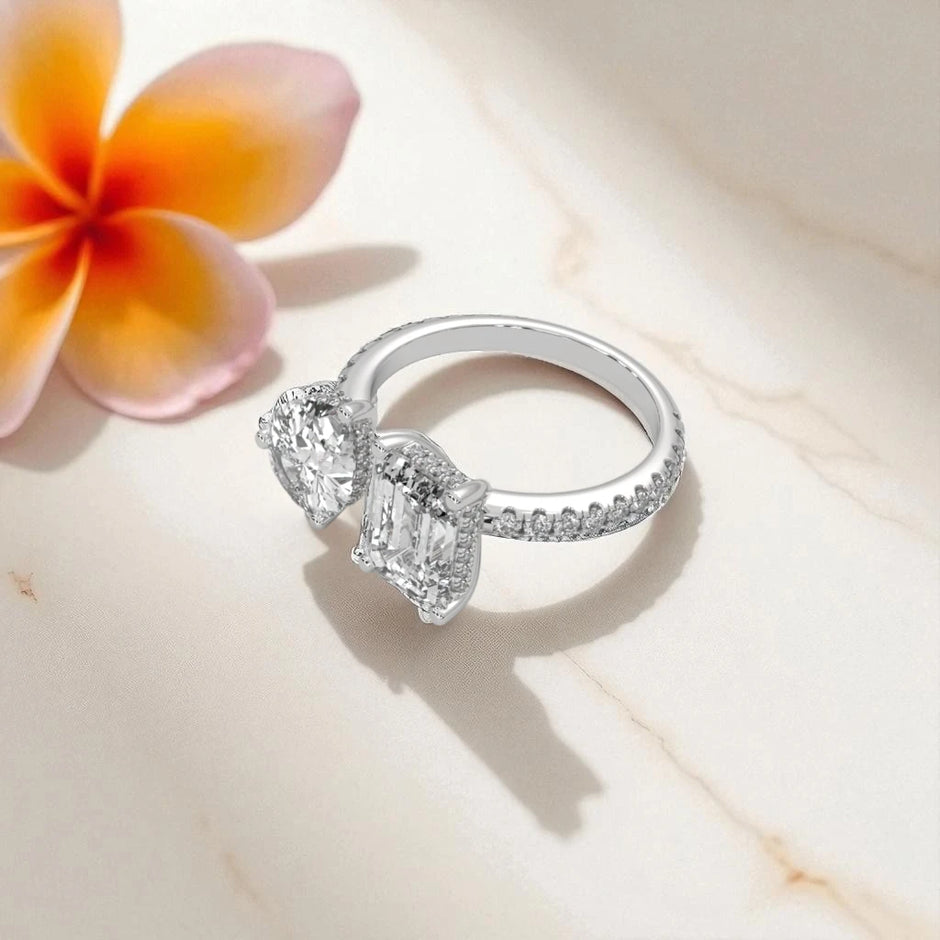 Moissanite Toi et Moi Ring RG-MD-SL-100/35