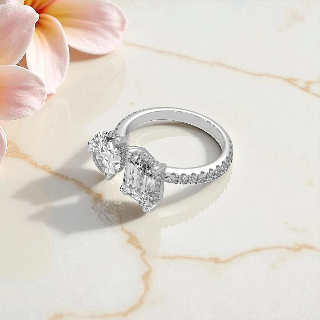 Moissanite Toi et Moi Ring RG-MD-SL-100/35