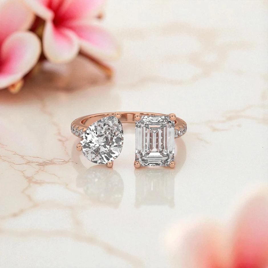 Moissanite Toi et Moi Ring RG-MD-SL-100/35