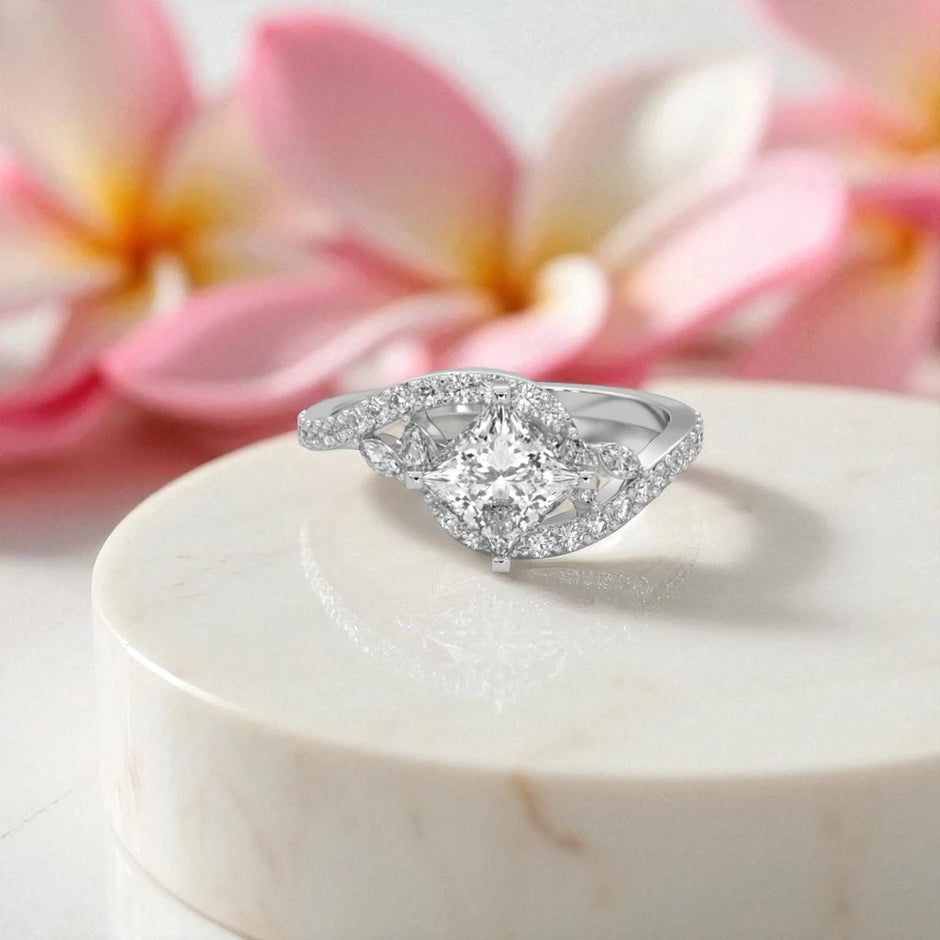 Moissanite Cluster Solitaire Ring RG-MD-SL-100/41