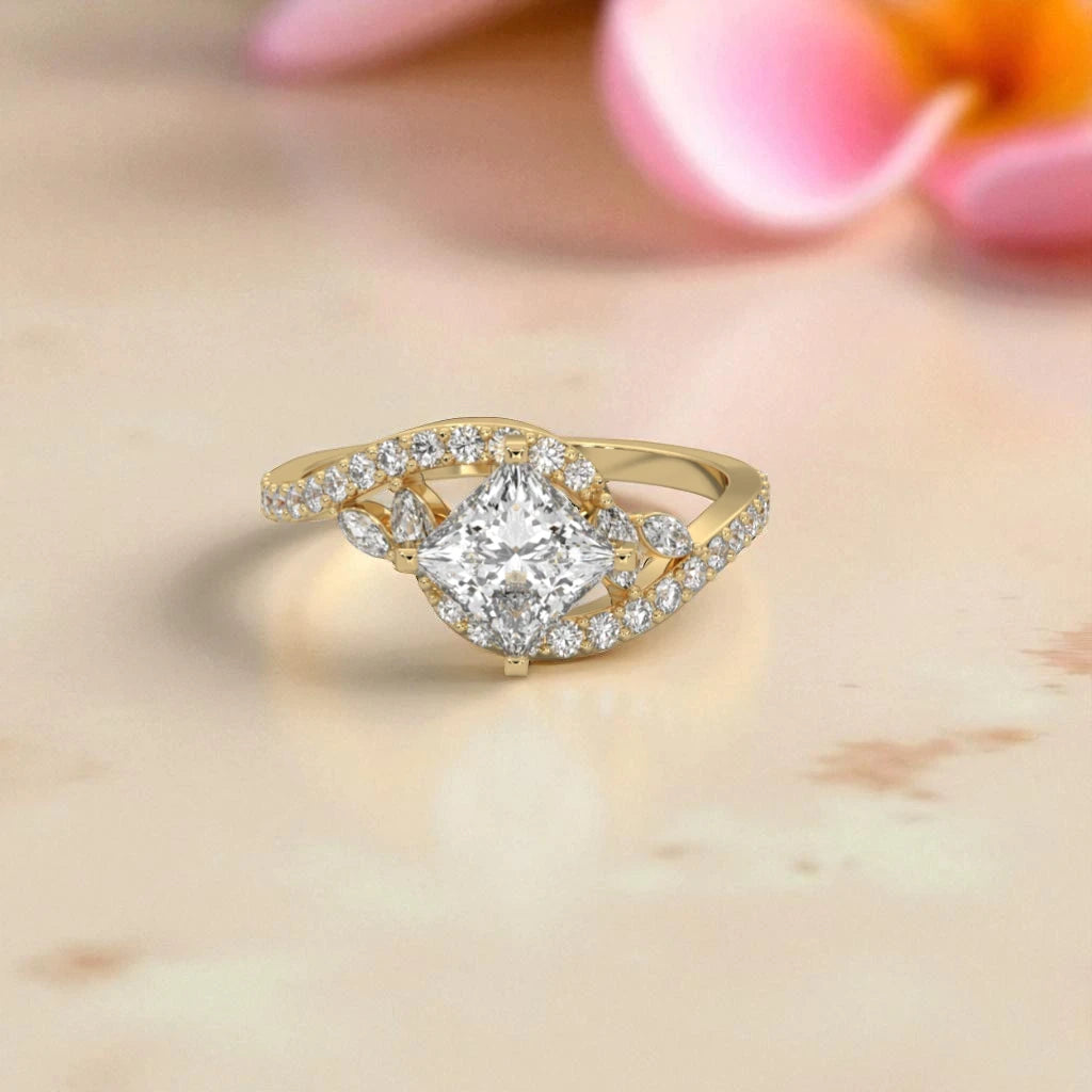 Moissanite Cluster Solitaire Ring RG-MD-SL-100/41