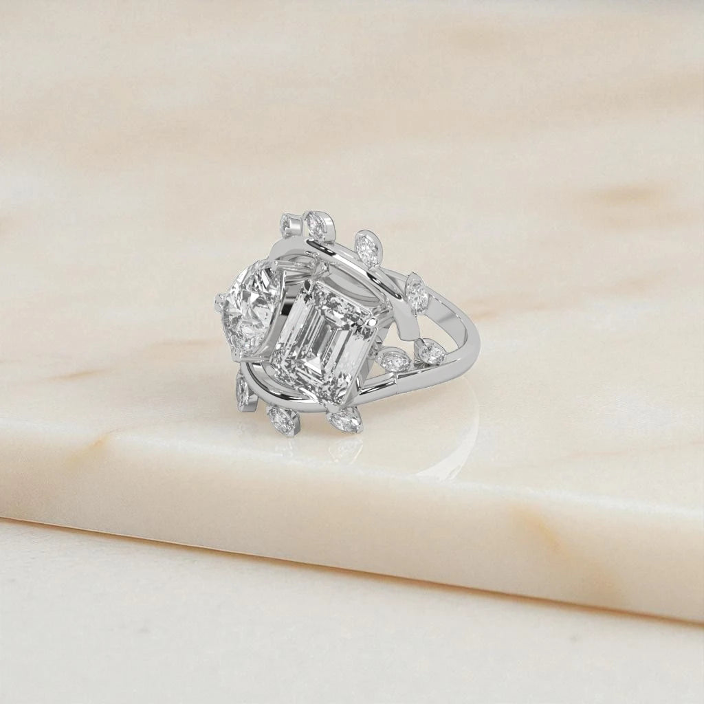 Moissanite Toi et Moi Ring RG-MD-SL-100/50